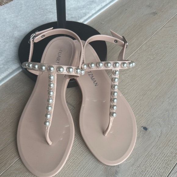 Stuart Weitzman Shoes - Stuart Weitzman Blush Pink Pearl T-Strap Sandals